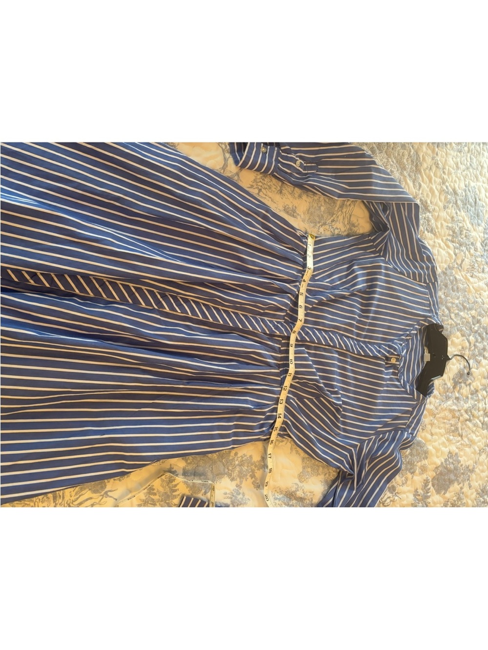 Free Assembly sz Medium Blue Striped Midi Shirt Dress long sleeve preppy classic - Picture 5 of 16